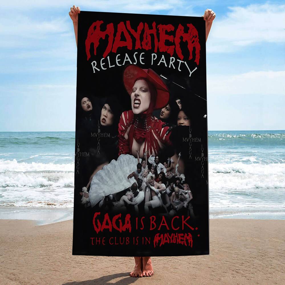 Полотенце для пляжа L-Lady Gaga Mayhem для детей, Банное полотенце, Полотенце для бассейна, Подарок на отпуск, Полотенце для пикника, Подарок на вечеринку