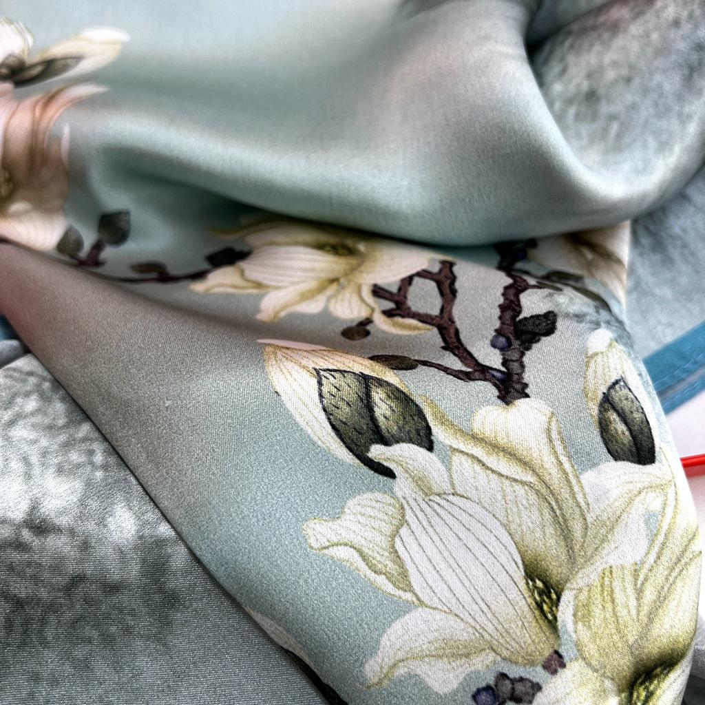 Magnolia Silk Crepe Satin Long Silk Scarf Women'S Spring Summer Temperament Versatile Decorative Mulberry Silk Scarf Shawl