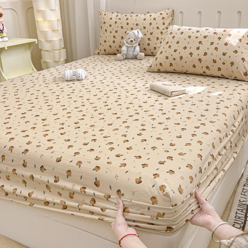1pc Washed Cotton Bed Sheets with Elastic Single/Queen/King Cartoon Style Fitted Bed Sheet Sabanas Matrimoniales Sheets for Bed