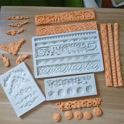 Молды силиконовые для бордюра торта из мастики, для украшения торта, барочный свиток, рельеф, для кексов, для мастики, для конфет, для шоколада, инструменты для украшения торта