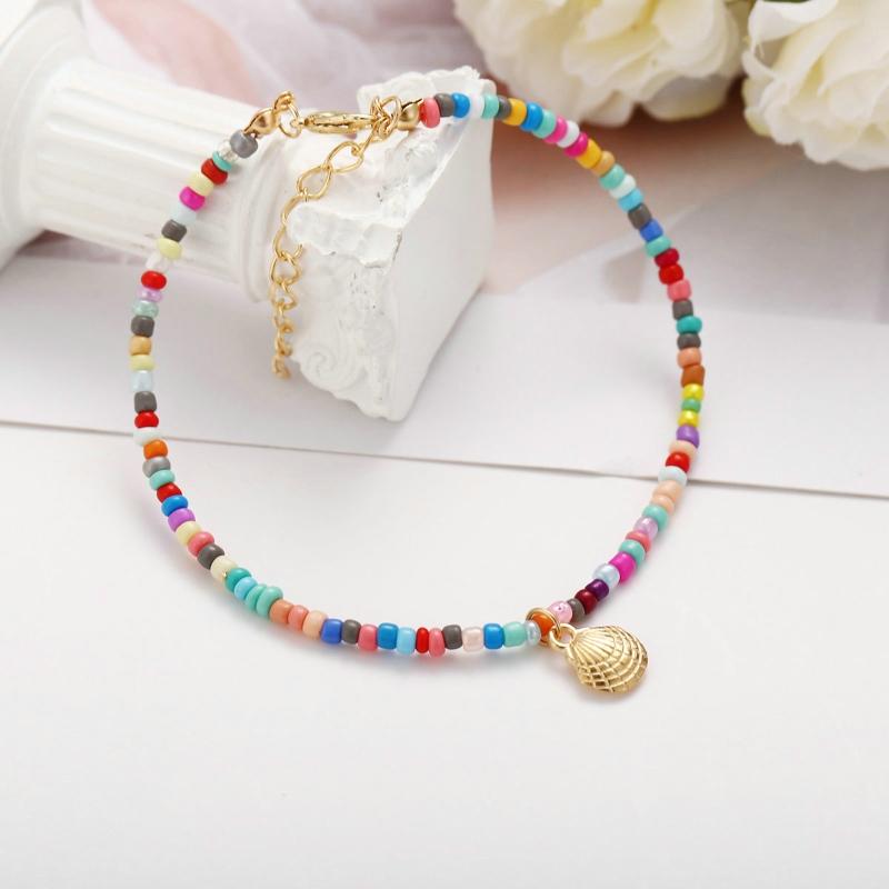 Adjustable Beaded Anklets Beach Ankle Bracelet Bohemian Colorful Beads Anklets Cute Women Girls Summer Foot Jewelry