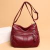 Женская сумка в европейском и американском стиле, большая вместимость, сумка через плечо на одно плечо, мягкая кожаная текстура, многослойная сумка для матери, сумка для свекрови