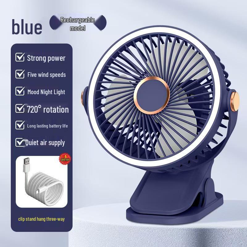 USB Rechargeable Silent Desk Fan for Home, Office, or Dorm - Compact and Quiet for Students
