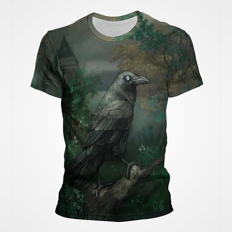 Футболка с принтом «Punk Crow» 3D, футболка «Dark Mighty Raven», мужская повседневная уличная одежда, женские футболки, повседневные топы с птицами и графикой больших размеров