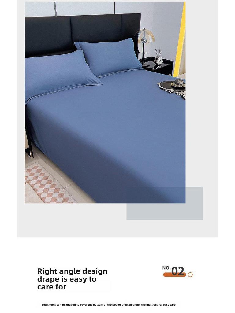 Цельная однотонная хлопковая простыня и наволочка - в стиле общежития, приятная для кожи, с двойным начесом, подходит для односпального одеяла