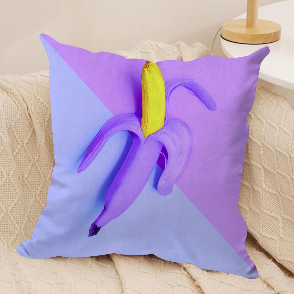 Creative Fruit Cushion Cover Silky Short Plush Sofa Pillow Cover Hidden Zipper Soft Dustproof Case for Home Decor