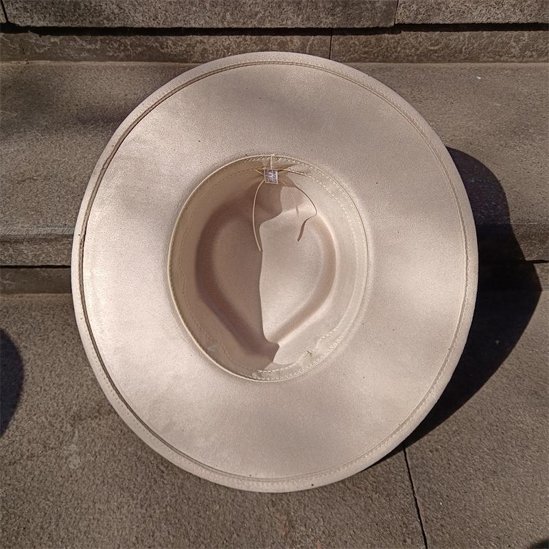Vegan Suede Fedora Rancher Hats Blank Hats For Burning Multicolor Teardrop Shaped Top 9.5Cm Brim Unisex Jazz Hat Church Hat