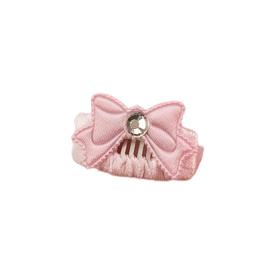 Yousheng Bow Tie Rhinestone Decor Dog Hairpin Medium Dog Cat Barrette Pet Headwear