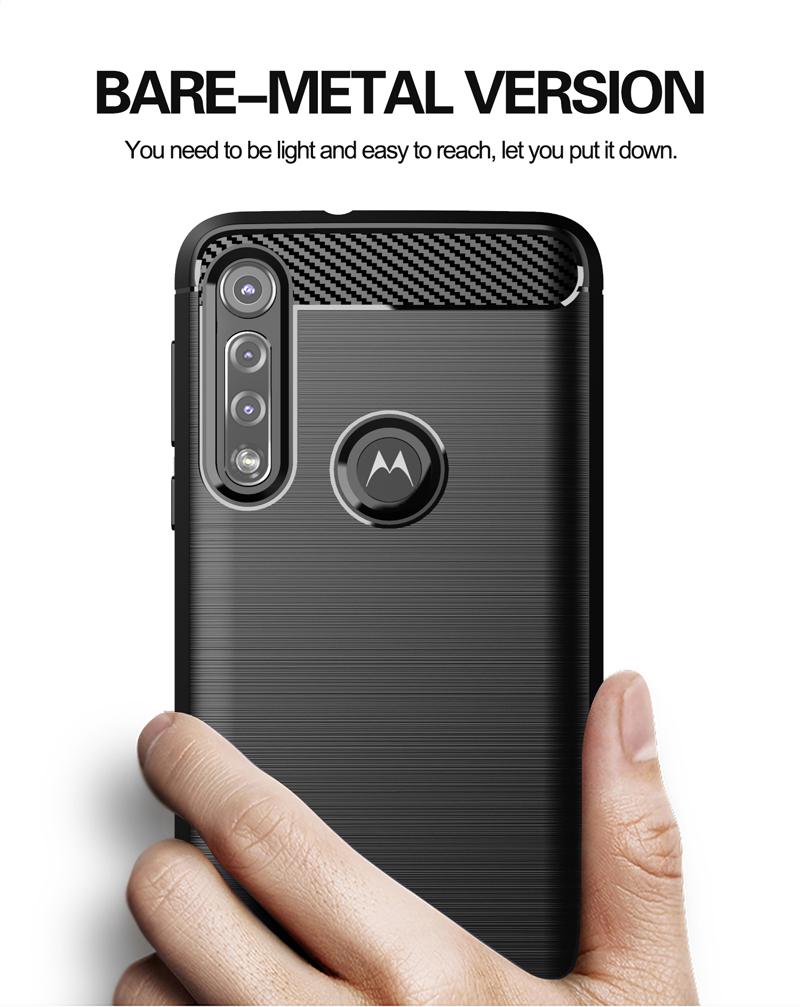 Shockproof Silicone Case for Moto G8 Play Full Protective Soft Phone Cover for Moto One Macro Luxury Carbon Fiber Cases