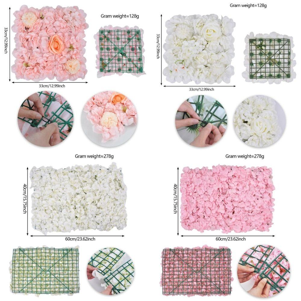 33x33cm Panel Rose Flower Wall 3D Rose Artificial Flower Backdrop  Birthday Party