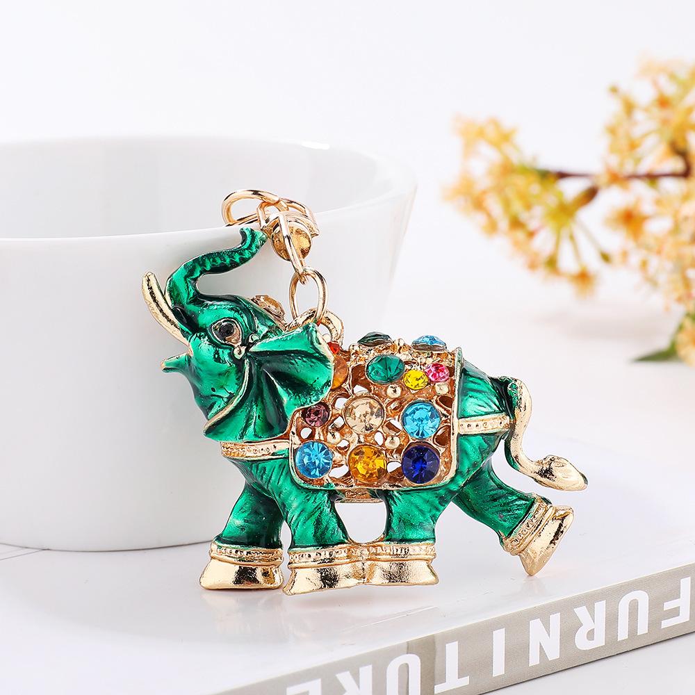 Thai Drip Oil Diamond War Elephant, Creative 3D, Elephant Car Keychain, Pendant, Small Gift