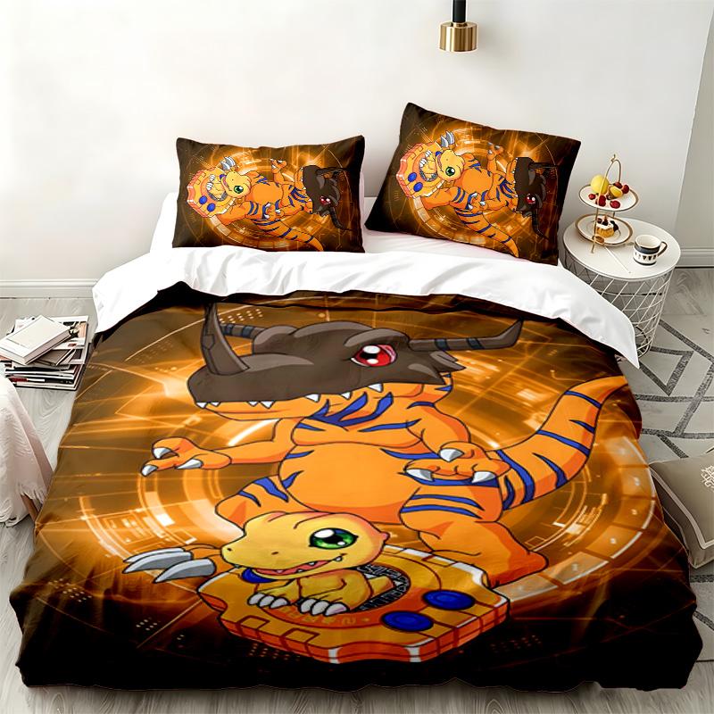 Digimon 3pc set Perfect for bedroom use Comfortable bedding set includes a duvet cover and two pillowcases Ideal birthday or Christmas gift