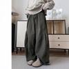Fat Brother Men's Wide Leg Retro Pleated Pants: Elastic Waist, Loose Fit, Floor-Length, Hong Kong Style for Spring & Autumn