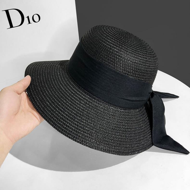 Straw Hat Female And Female Sunshade Summer Outing Beach Hat Bow Sun Hat Sunscreen Hat Versatile Large Brim