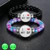 1Pc Glow in Dark Sun Moon Lover Couple Bracelet, Handmade Beaded Braided Unisex