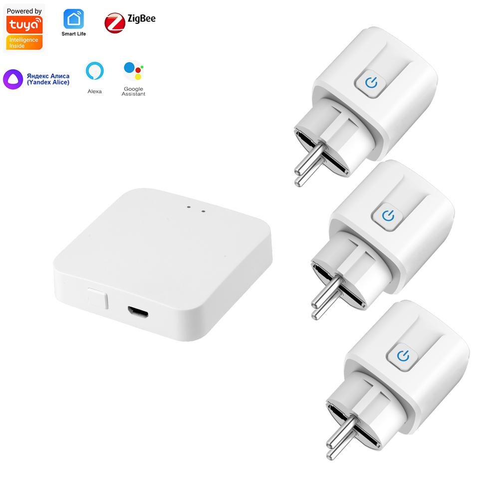 Sixwgh Zigbee Smart EU Plug для Tuya Умный дом Автоматизация синхронизации Монитор мощности Смарт-розетка Поддержка Google Home Alexa
