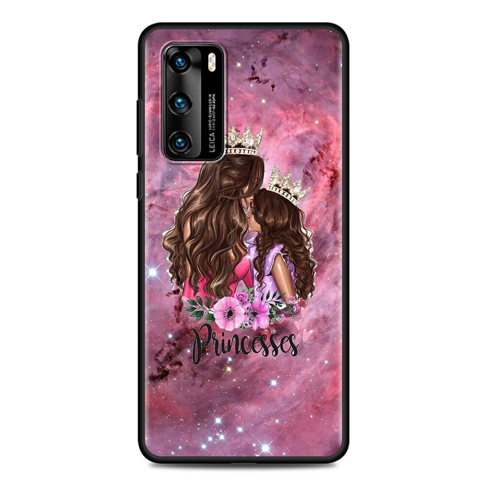 Черный чехол для Huawei P Smart Z P30 Y6 P40 Lite E Y7 P20 Pro Y6p Y8p Y9 2019 Y8s ТПУ чехол для телефона девушка ребенок супер мама женщина