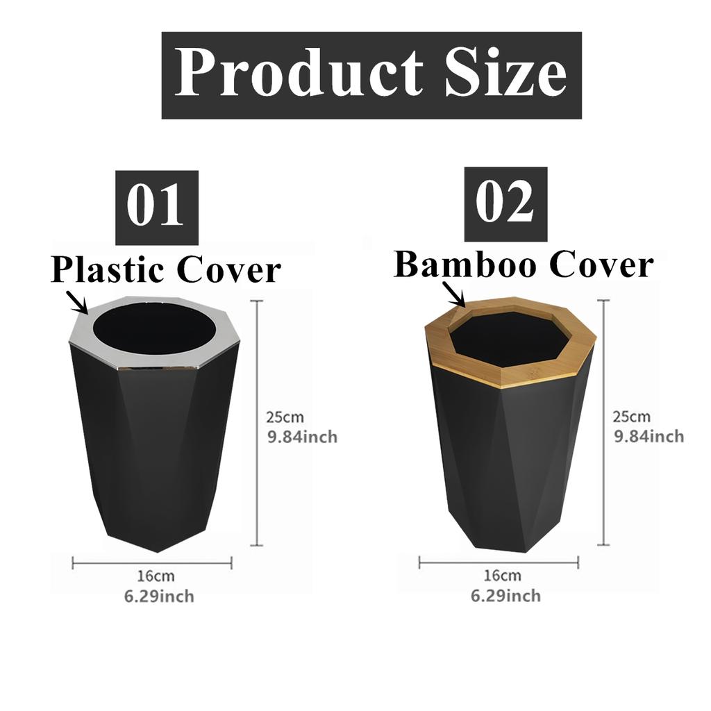 1pc Luxury Trash Can Plastic Garbage Storage with Lid Cover Bathroom Decor Living Room Home Decoration Hotel Wastepaper Basket