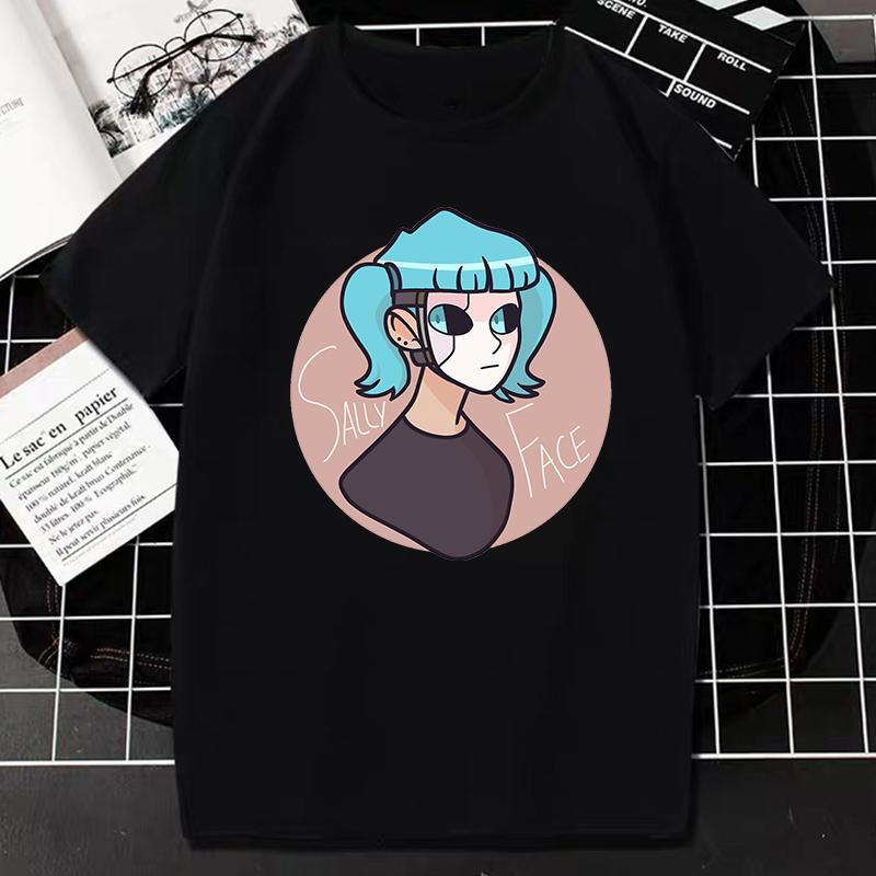 Игровая футболка Sally Face Маска Уникальный Готический Стиль Короткий Рукав Модная Уличная Одежда Хип-Хоп Женская Унисекс Оверсайз Футболка Camisetas