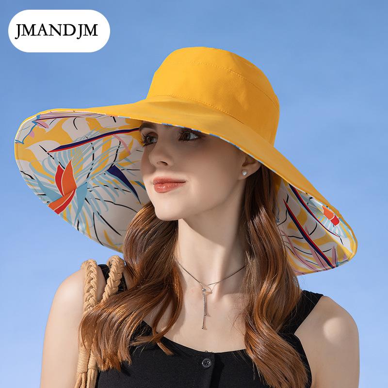 European and American New Double-sided Bucket Hat Women's Summer Widened Brim Sun Hat Fashion Sunscreen Sun Hat