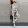 Женские повседневные модные брюки с рукавами с принтом, повседневный спортивный женский костюм