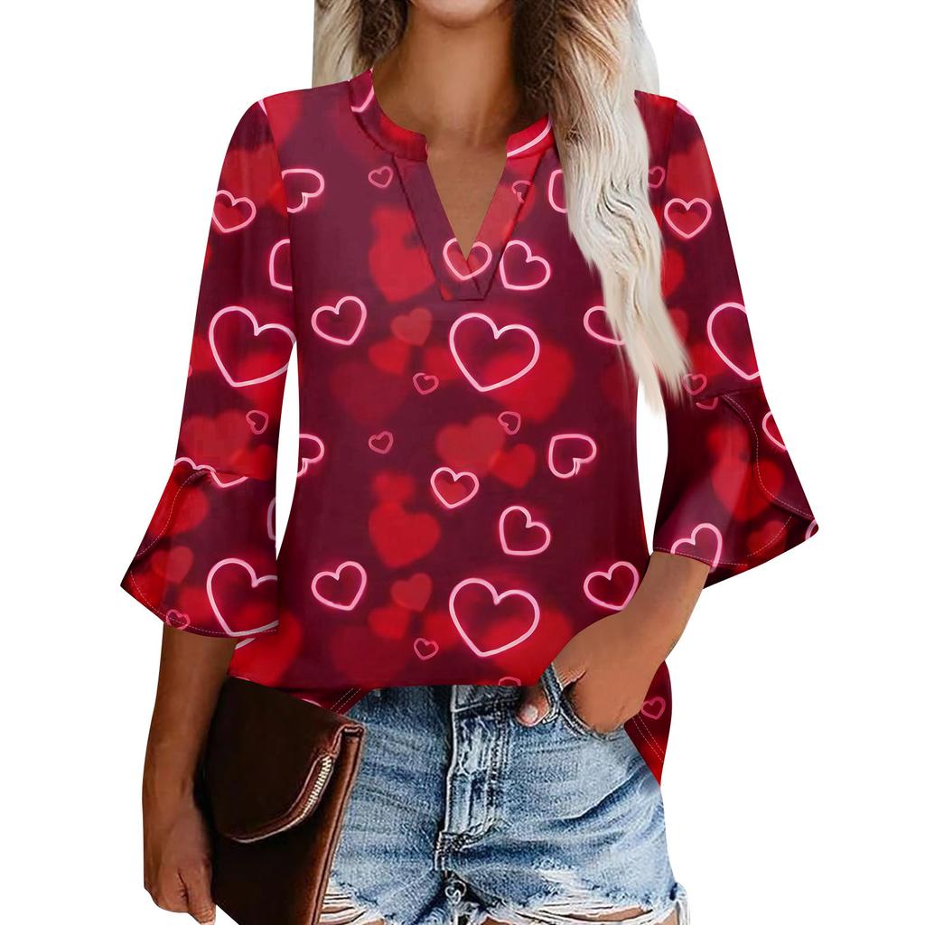 Женская рабочая рубашка с плиссировкой и рукавом 3/4, рубашка с V-образным вырезом, повседневная рубашка с завязками на талии, деловая рубашка