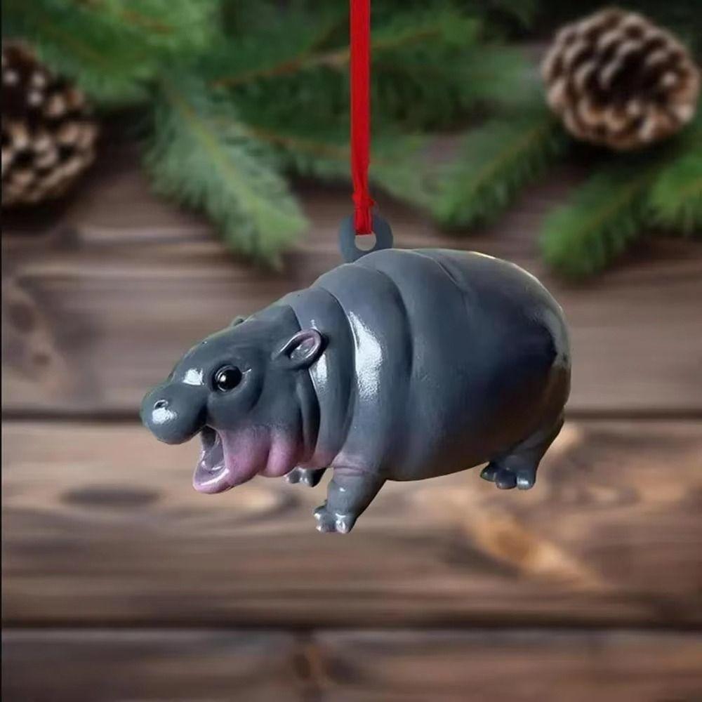 Mini Moo Deng Hippo Ornaments The Bouncy Pig Hippo Resin Figurines Fans Collection