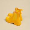 Женские резиновые сапоги на толстой подошве, эластичные вставки для легкого надевания, амортизирующий комфорт, черно-желто-зеленые, модная повседневная и профессиональная обувь