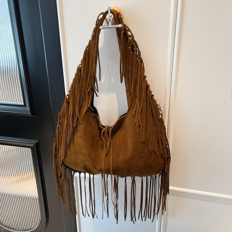 Ретро сумка большой вместимости женская новая дорожная универсальная на плечо подмышку модная сумка-тоут с бахромой