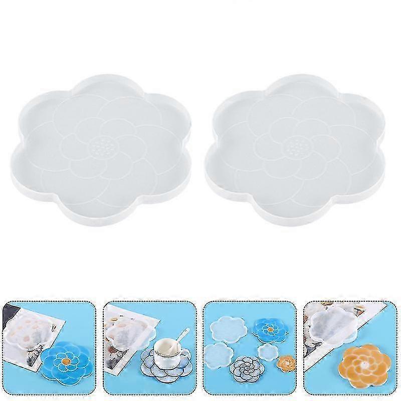 2pcs Coasters Silicone Molds Plate Mat Molds Cup Tray Cup Mat Mold For Diy Crafts