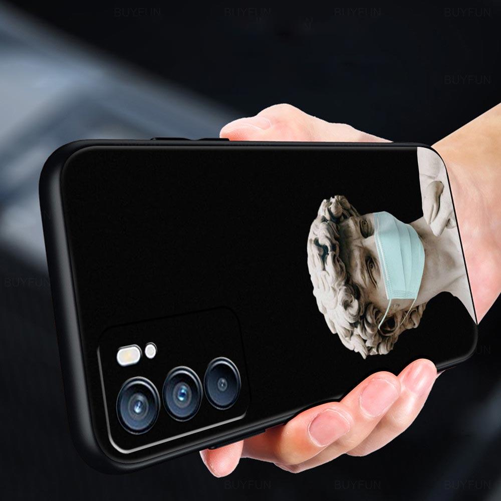 Cartoon Statue Abstract Art Phone Case For Oppo Reno 13 12 11 10 7 F Find X5 X6 A98 A80 A79 A78 A57 A54 A31 A17 Pro 5G Soft TPU