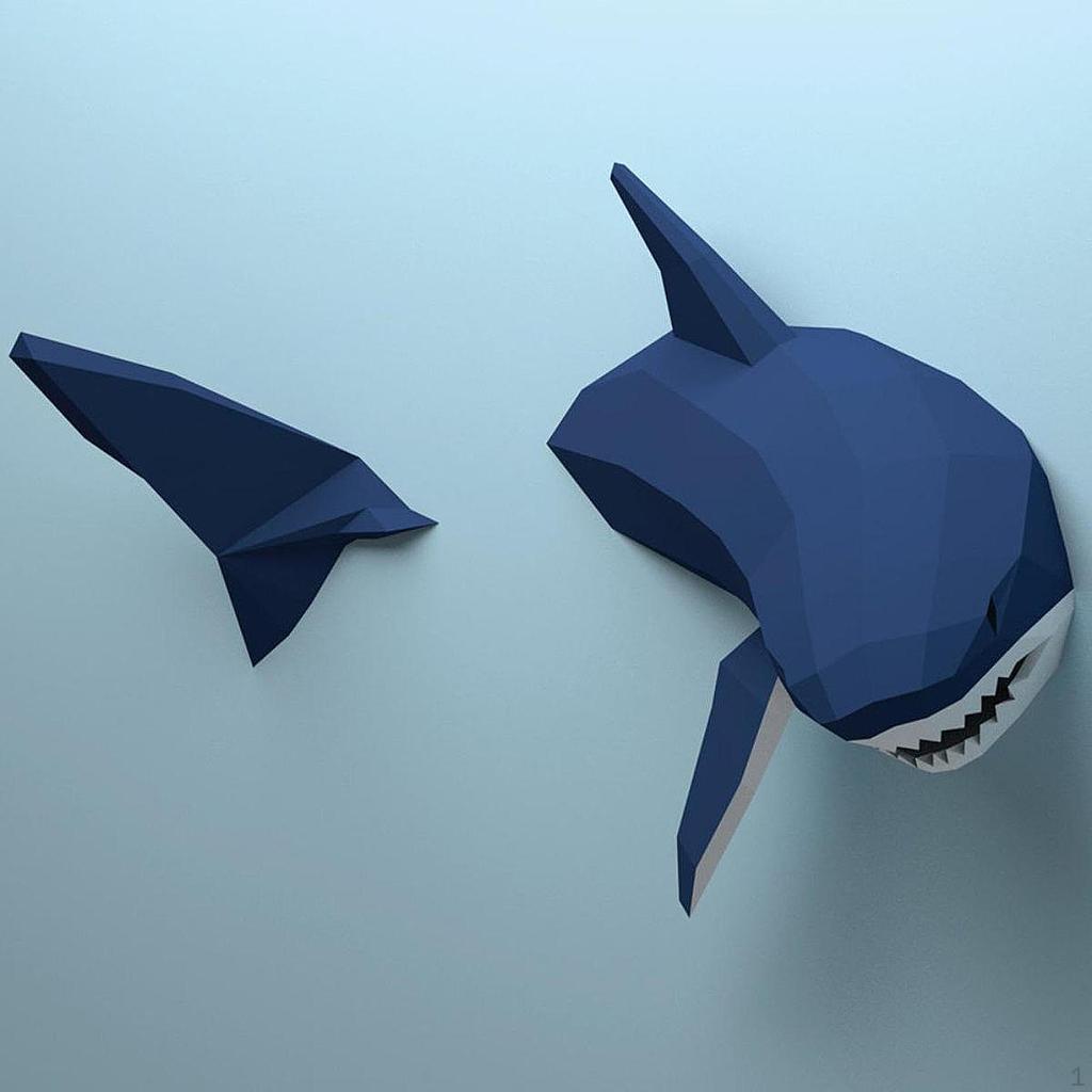 3D Shark Paper Model ,Handmade Unique Wall Decor,Home Office Decoration,DIY Craft Animal