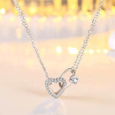 Ожерелье Eternal Diamond Love для женщин, легкая роскошная модная подвеска в форме сердца, цепочка на ключицу