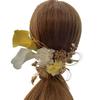 Yellow Calla Lilies and White Dried Flowers In a Hair Ornament with Mizuhiki and Gold Perfect for Bridal and Leaf. Coming-of-age Ceremonies,
