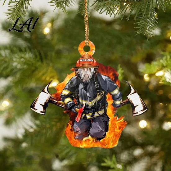 Rear View Mirror Accessories Christmas Tree Firefighter Ornament with Lanyard Widely Used