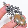 Fruit Jasper, Tiger Eye Handmade 925 Sterling Silver Jewelry Pendant 3.35" R0H03