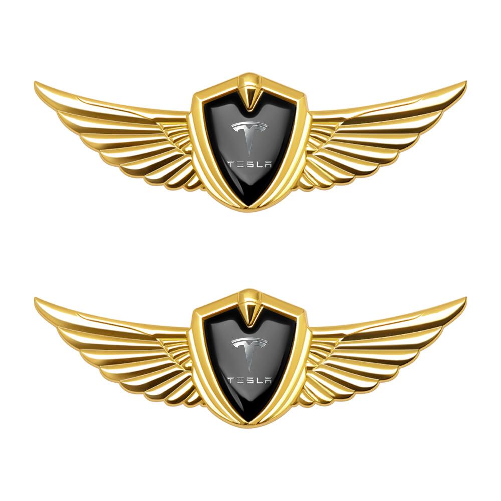 ahsgp6 1/2pcs Car Metal Emblem Sticker Side Body Trunk Decal For Tesla Model 3 Y S X Roadster Juguete SpaceX Cybertruck Accessories