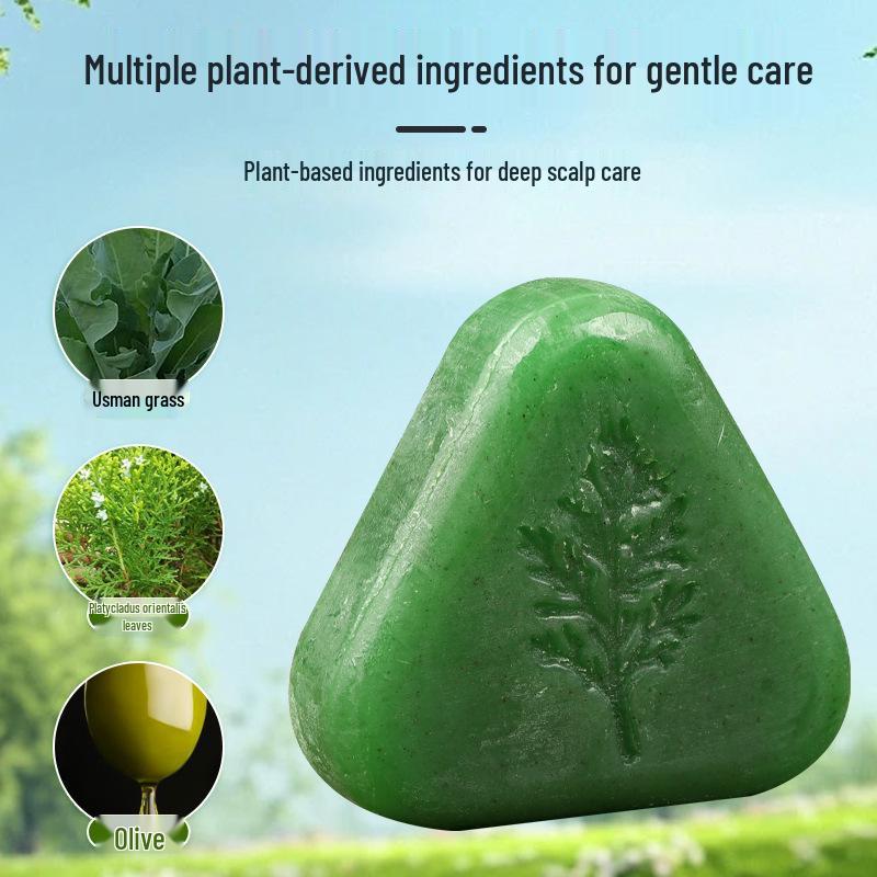 120g Handmade Cypress & Usma Hair Strengthening Shampoo Bar with He Shou Wu - Essential Oil for Dandruff & Oil Control