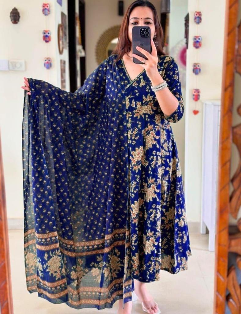 Индийские женщины Анаркали Курта Брюки Дупатта Комплект Болливуд Топ Туника Курти Сальвар Костюм Платье