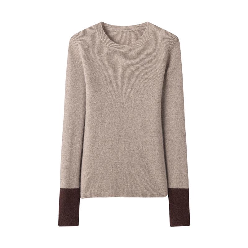 12-Gauge Cashmere Ribbed Slim-Fit Round Neck Base Layer with Contrasting Cuffs