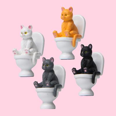 Фигурки кошек Высокая симуляция Живое выражение Декоративные аксессуары Миниатюра сидящей в туалете