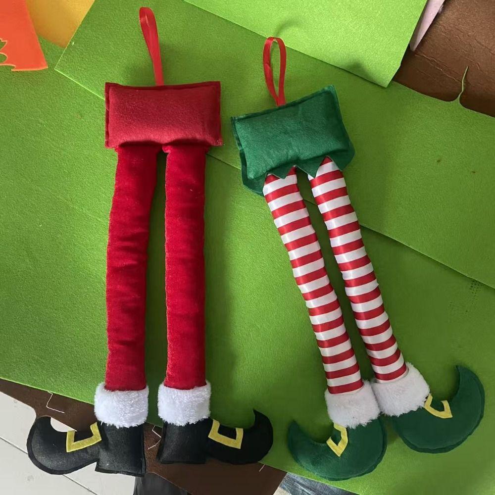 Soft Christmas Elf Legs Hanging Ornament Fireplace Mantel Decoration Home Holiday Party Decor