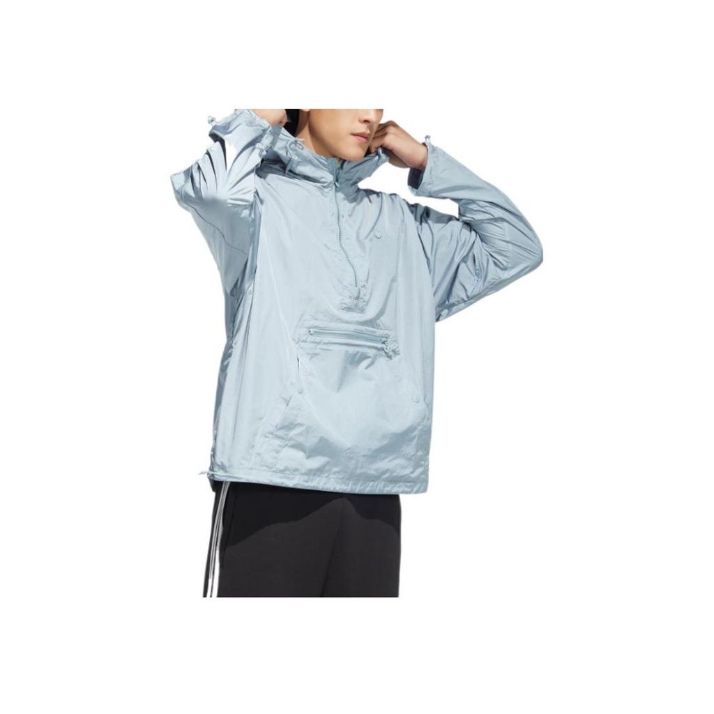 adidas Оригинальная однотонная солнцезащитная спортивная куртка с капюшоном из трилистника, мужская верхняя одежда, светло-серая HM8045