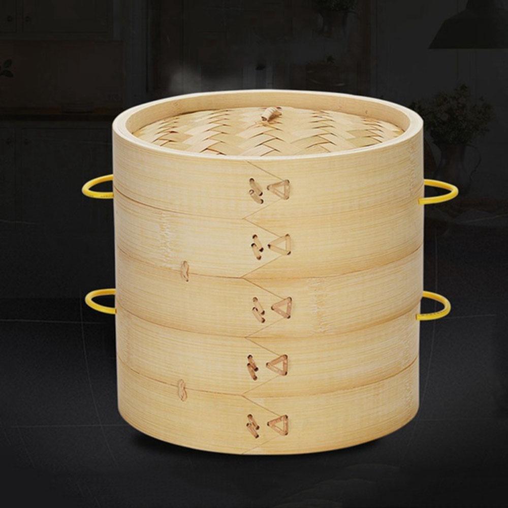 Anti-scald with Handle Fish Vegetables Buns Making Cooking Kitchen Tool Basket Bamboo Steamer Cage