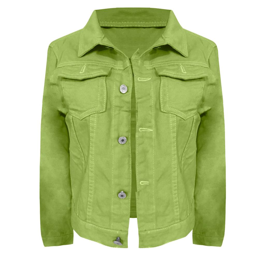 Модная женская однотонная джинсовая куртка на пуговицах, повседневная джинсовая одежда