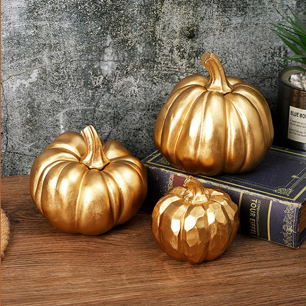 Pumpkin Autumn Decors Outdoor Gold Pumpkins Decorative Pumpkins Halloween Pumpkin Decors Artificial Pumpkins Fall Decors