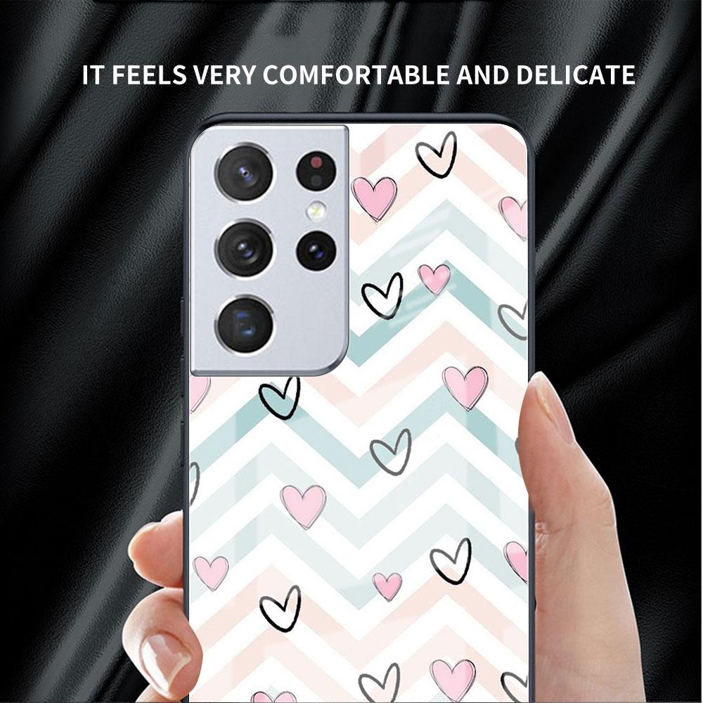 Стеклянный чехол LOVE Heart для Samsung Galaxy S22 S20 FE S21 Plus, чехол для телефона S10 5G S9 Note 20 Ultra 10 Lite Shell