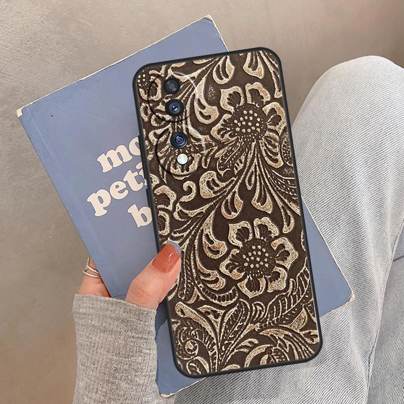 Коричневый Western Case с ручной тиснёной отделкой для Honor Magic 8 5 6 7 Pro Чехол для Honor 400 200 Lite 50 70 90 X8a X8b X9a X9b X9c