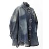 2025 Spring Designer Large Button Denim Cocoon Jacket for Women