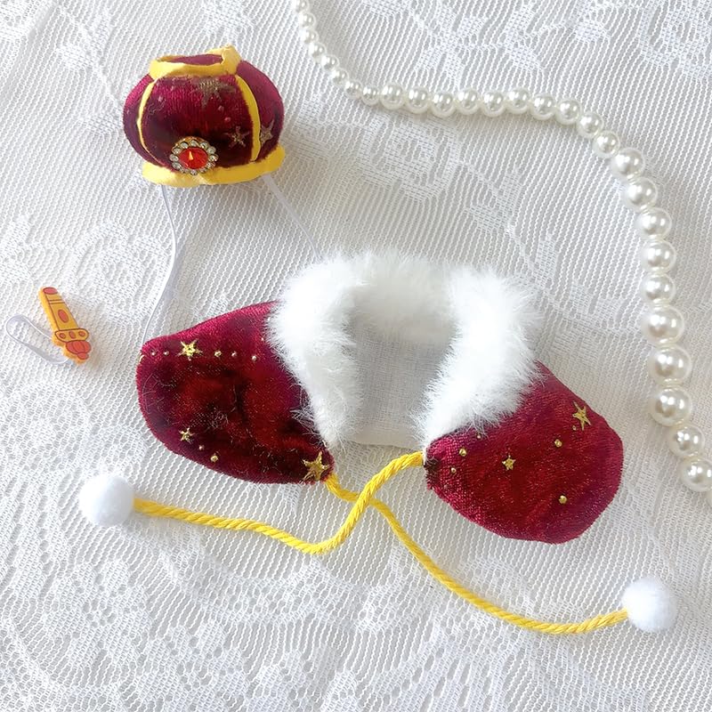 Crown & Cape Set for 10-15cm Plush Dolls, Red [Used]